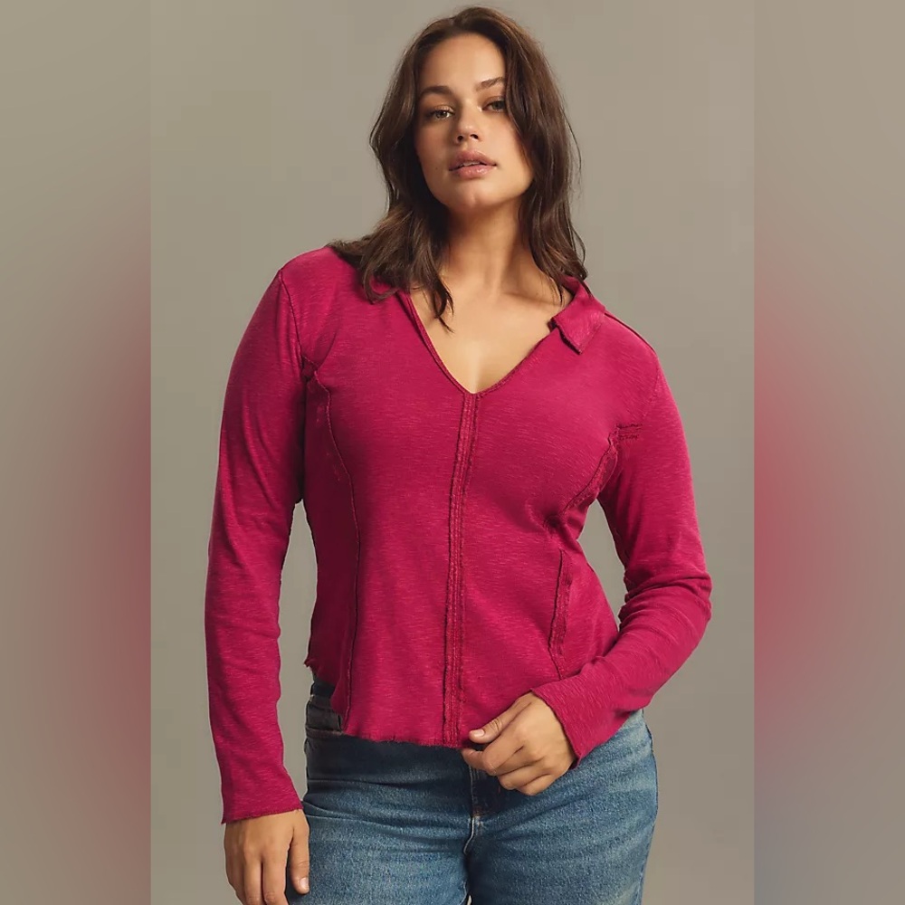 Anthropologie Pilcro Stitched Long-Sleeve Top‎